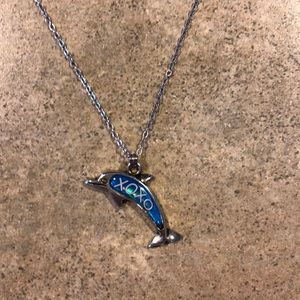 Beautiful blue colored dolphin necklace!